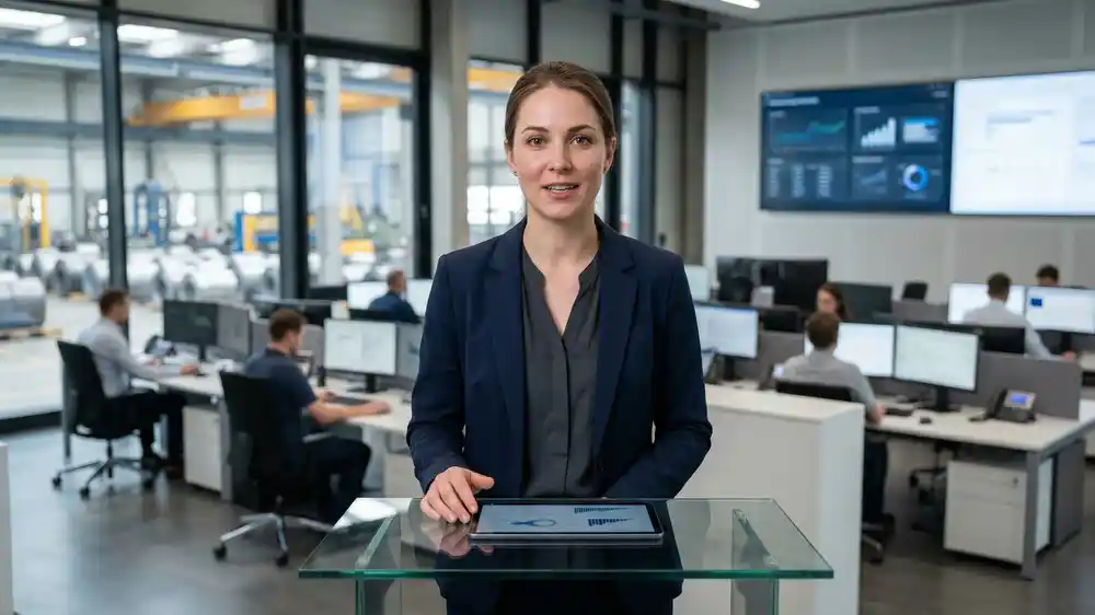 KI Avatar Beispiel Unternehmen – fotorealistischer KI-Avatar für Stahlhandel und B2B-Vertrieb bei Klöckner